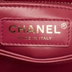 Pre Owned Chanel Red Quilted Caviar Leather Mini Coco Top Handle Bag