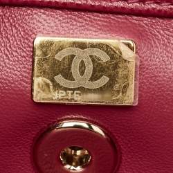 Pre Owned Chanel Red Quilted Caviar Leather Mini Coco Top Handle Bag
