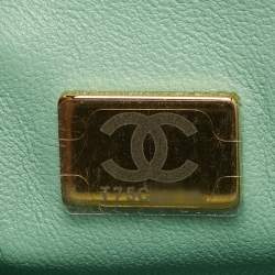 Pre Owned Chanel Pink/Green Quilted Leather Mini Rectangular Top Handle Bag