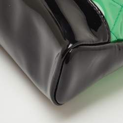 Pre Owned Chanel Green/Black Quilted Patent Leather Petit 31 Shopping Bag