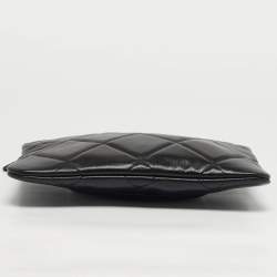 Pre Owned Chanel 19 Medium Black Quilted Leather O Case Clutch