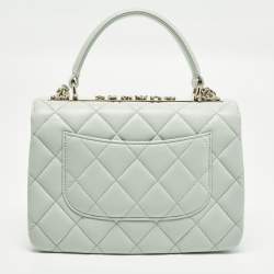 Pre Owned Chanel Trendy CC Small Mint Green Quilted Leather Top Handle Bag