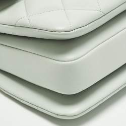 Pre Owned Chanel Trendy CC Small Mint Green Quilted Leather Top Handle Bag