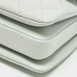 Pre Owned Chanel Trendy CC Small Mint Green Quilted Leather Top Handle Bag