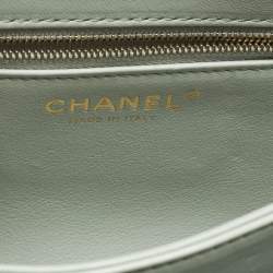 Pre Owned Chanel Trendy CC Small Mint Green Quilted Leather Top Handle Bag