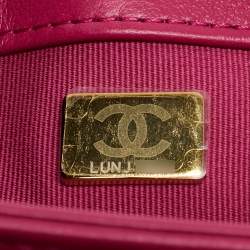 Pre Owned Chanel Small Fuchsia Quilted Leather Chain Top Handle Bag