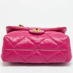 Pre Owned Chanel Small Fuchsia Quilted Leather Chain Top Handle Bag