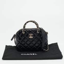 Pre Owned Chanel Coco Black Quilted Leather Chain Clutch