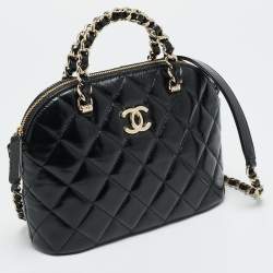 Pre Owned Chanel Coco Black Quilted Leather Chain Clutch