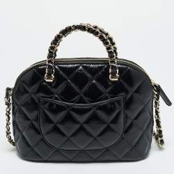 Pre Owned Chanel Coco Black Quilted Leather Chain Clutch