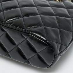 Pre Owned Chanel Coco Black Quilted Leather Chain Clutch