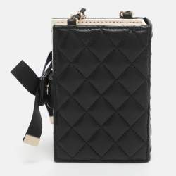 مملوكة مسبقًا حافظة بطاقات شانيل باريس-لي19م جلد مبطن أسود