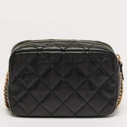 Pre Owned حقيبة شانيل كاميرا ميني جلد مبطن أسود