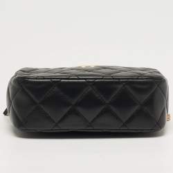 Pre Owned حقيبة شانيل كاميرا ميني جلد مبطن أسود