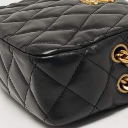 Pre Owned حقيبة شانيل كاميرا ميني جلد مبطن أسود