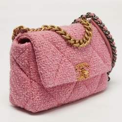 Pre Owned حقيبة شانيل قلاب صغيرة 19 مبطنة تويد زهري
