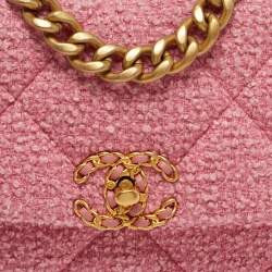 Pre Owned حقيبة شانيل قلاب صغيرة 19 مبطنة تويد زهري