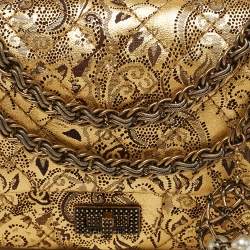 مملوكة مسبقًا Chanel 2.55 Reissue 225 Gold Brocade Lace Painted Quilted Leather Flap Bag
