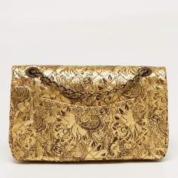 مملوكة مسبقًا Chanel 2.55 Reissue 225 Gold Brocade Lace Painted Quilted Leather Flap Bag
