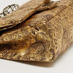 مملوكة مسبقًا Chanel 2.55 Reissue 225 Gold Brocade Lace Painted Quilted Leather Flap Bag