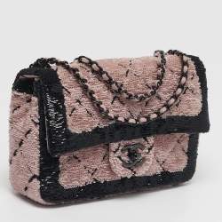 مملوكة مسبقًا Chanel Classic Single Flap Small Pink/Black Sequin Shoulder Bag