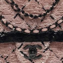 مملوكة مسبقًا Chanel Classic Single Flap Small Pink/Black Sequin Shoulder Bag