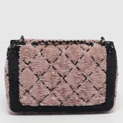 مملوكة مسبقًا Chanel Classic Single Flap Small Pink/Black Sequin Shoulder Bag