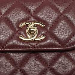 Pre Owned Chanel Trendy CC Mini Burgundy Quilted Leather Chain Clutch