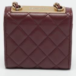 Pre Owned Chanel Trendy CC Mini Burgundy Quilted Leather Chain Clutch