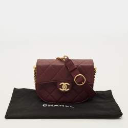 Pre Owned Chanel Moon Burgundy Quilted Caviar Leather Messenger Bag