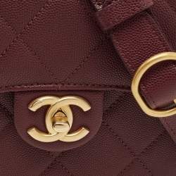 Pre Owned Chanel Moon Burgundy Quilted Caviar Leather Messenger Bag
