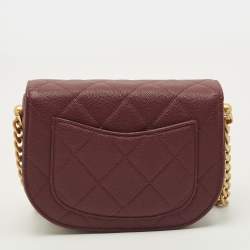 Pre Owned Chanel Moon Burgundy Quilted Caviar Leather Messenger Bag