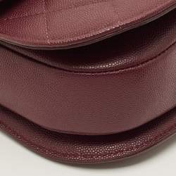 Pre Owned Chanel Moon Burgundy Quilted Caviar Leather Messenger Bag