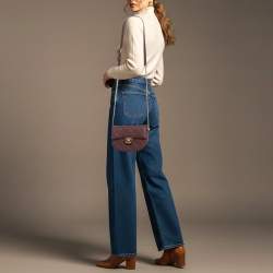 Pre Owned Chanel Moon Burgundy Quilted Caviar Leather Messenger Bag