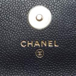 Pre Owned Chanel Classic Micro Black Quilted Caviar Leather CC Flap Bag