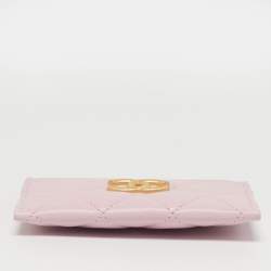 Pre Owned Chanel CC Pink Quilted Leather Card Holder