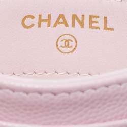 Pre Owned Chanel CC Pink Quilted Leather Card Holder