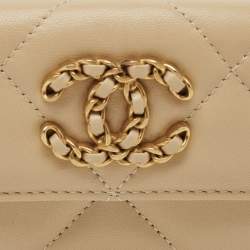 مملوكة مسبقًا Chanel 19 Beige Quilted Leather Trifold Wallet