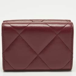 Pre Owned Chanel 19 Burgundy Quilted Leather Trifold Wallet