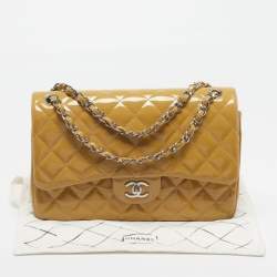 Pre Owned حقيبة شانيل مبطن جلد براءات مزدوجة قلاب كلاسيك جمبو بيج