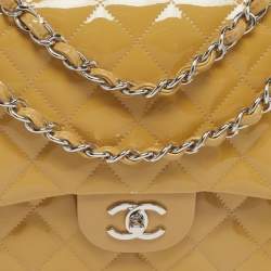 Pre Owned حقيبة شانيل مبطن جلد براءات مزدوجة قلاب كلاسيك جمبو بيج