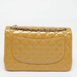 Pre Owned حقيبة شانيل مبطن جلد براءات مزدوجة قلاب كلاسيك جمبو بيج