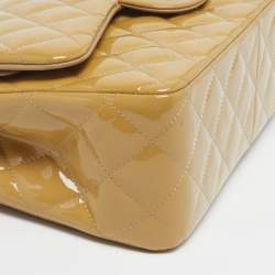 Pre Owned حقيبة شانيل مبطن جلد براءات مزدوجة قلاب كلاسيك جمبو بيج