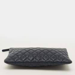 Pre Owned حقيبة شانيل Boy جلد مبطن كافيار أزرق حجم متوسط