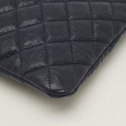 Pre Owned حقيبة شانيل Boy جلد مبطن كافيار أزرق حجم متوسط