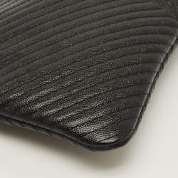 Pre Owned Chanel Boy Medium Black Chevron Caviar Leather Pouch