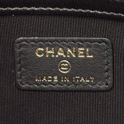 Pre Owned Chanel Boy Medium Black Chevron Caviar Leather Pouch