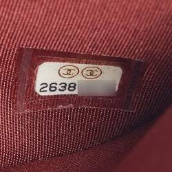 Pre Owned Chanel Boy Burgundy Quilted Caviar Leather Chain Clutch