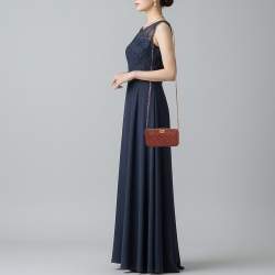 Pre Owned Chanel Boy Burgundy Quilted Caviar Leather Chain Clutch