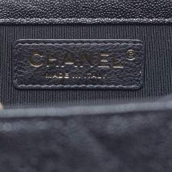 Pre Owned Chanel Boy North South Black Quilted Caviar Leather Flap Bag